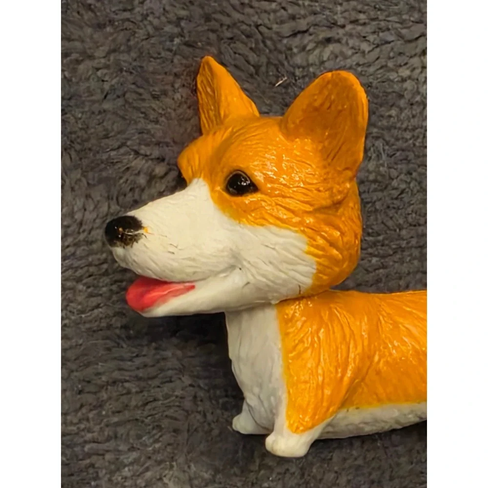 Miniature Corgi Figurine Orange White PVC Dog Collectible 2 Inch